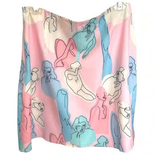 Pastel Mini Skirt Line Drawing Women Bodies Forms